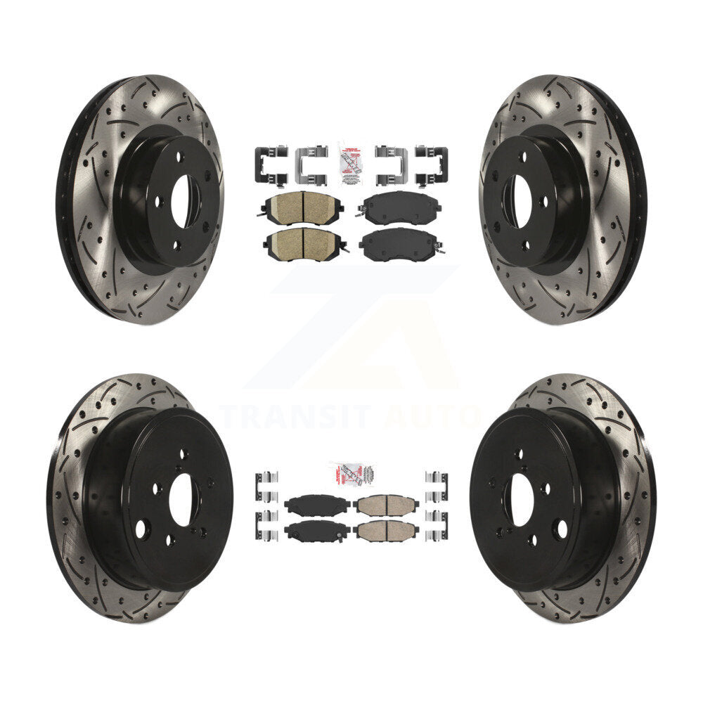 Front Rear Ceramic Pad And Coated Drilled Slotted Disc Brake Rotor Kit For Subaru Impreza KDA-100915