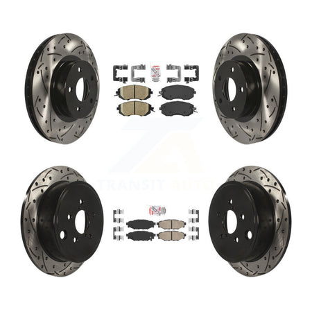 Front Rear Ceramic Pad And Coated Drilled Slotted Disc Brake Rotor Kit For Subaru Impreza KDA-100915