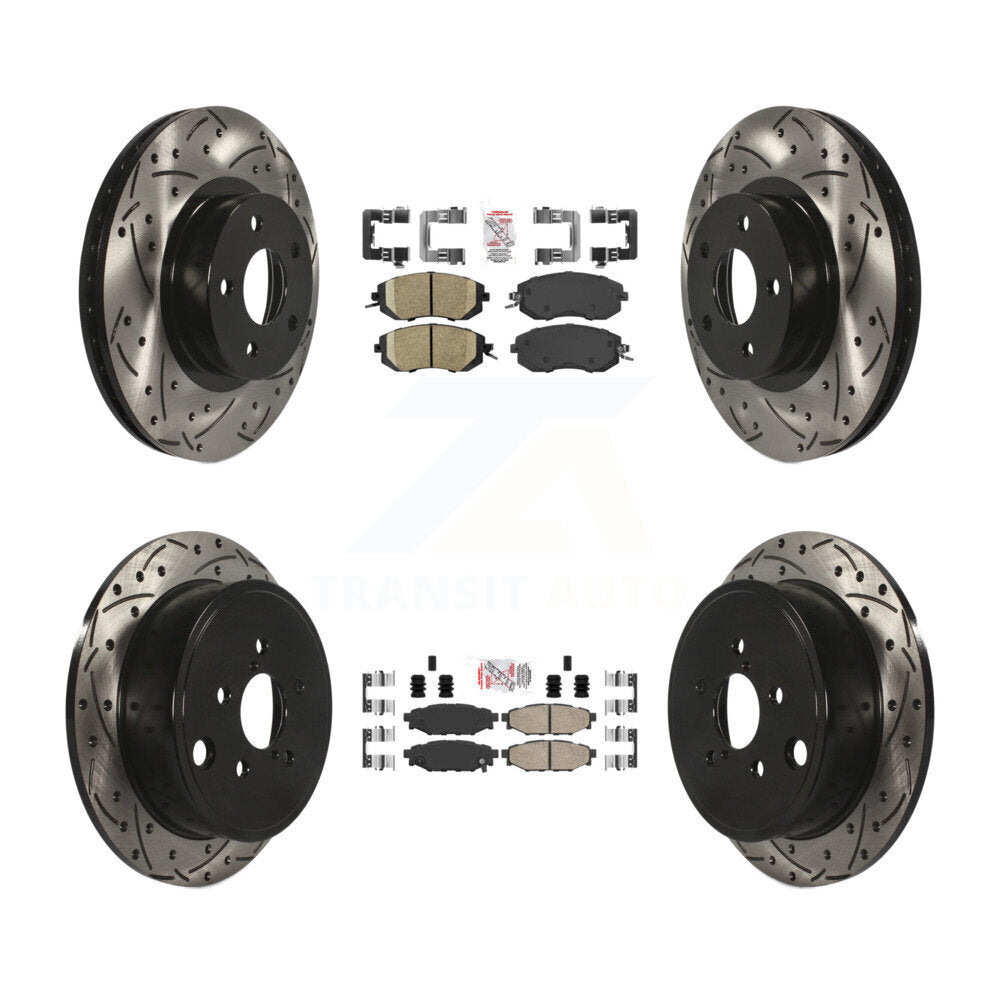 Front Rear Ceramic Pad And Coated Drilled Slotted Disc Brake Rotor Kit For Subaru Impreza KDA-100916