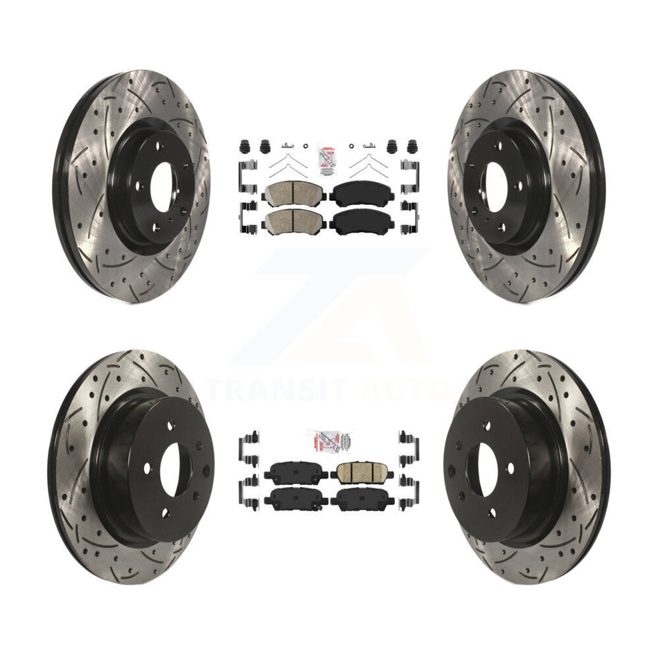 Front Rear Ceramic Pad And Coated Drilled Slotted Disc Brake Rotors Kit For Nissan Maxima KDA-100918