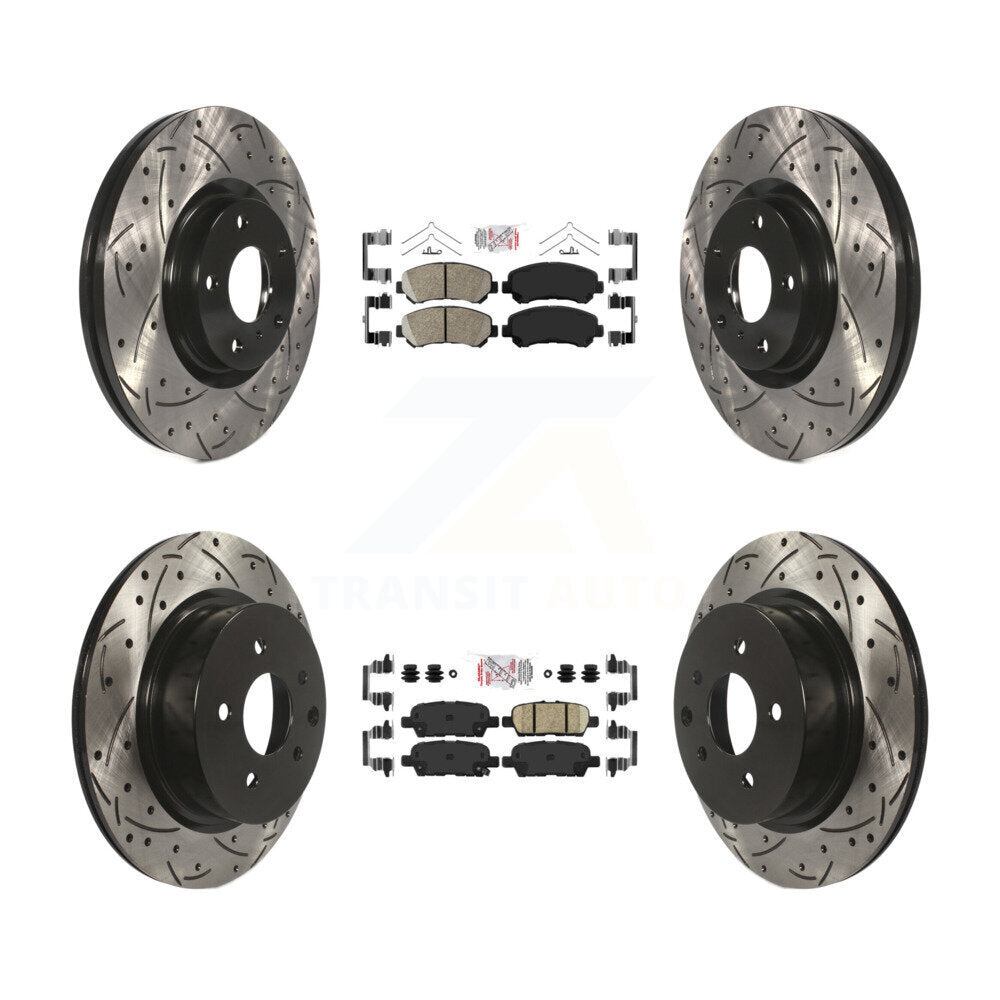 Front Rear Ceramic Pad And Coated Drilled Slotted Disc Brake Rotors Kit For Nissan Maxima KDA-100919