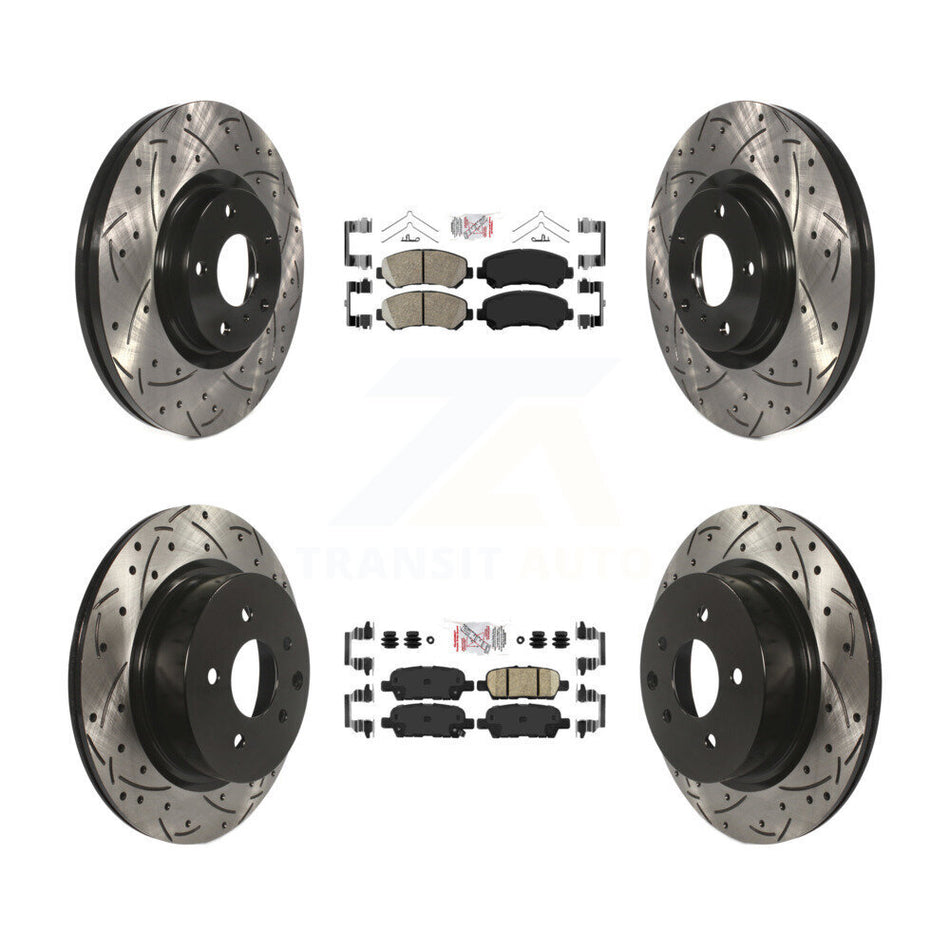 Front Rear Ceramic Pad And Coated Drilled Slotted Disc Brake Rotors Kit For Nissan Maxima KDA-100919