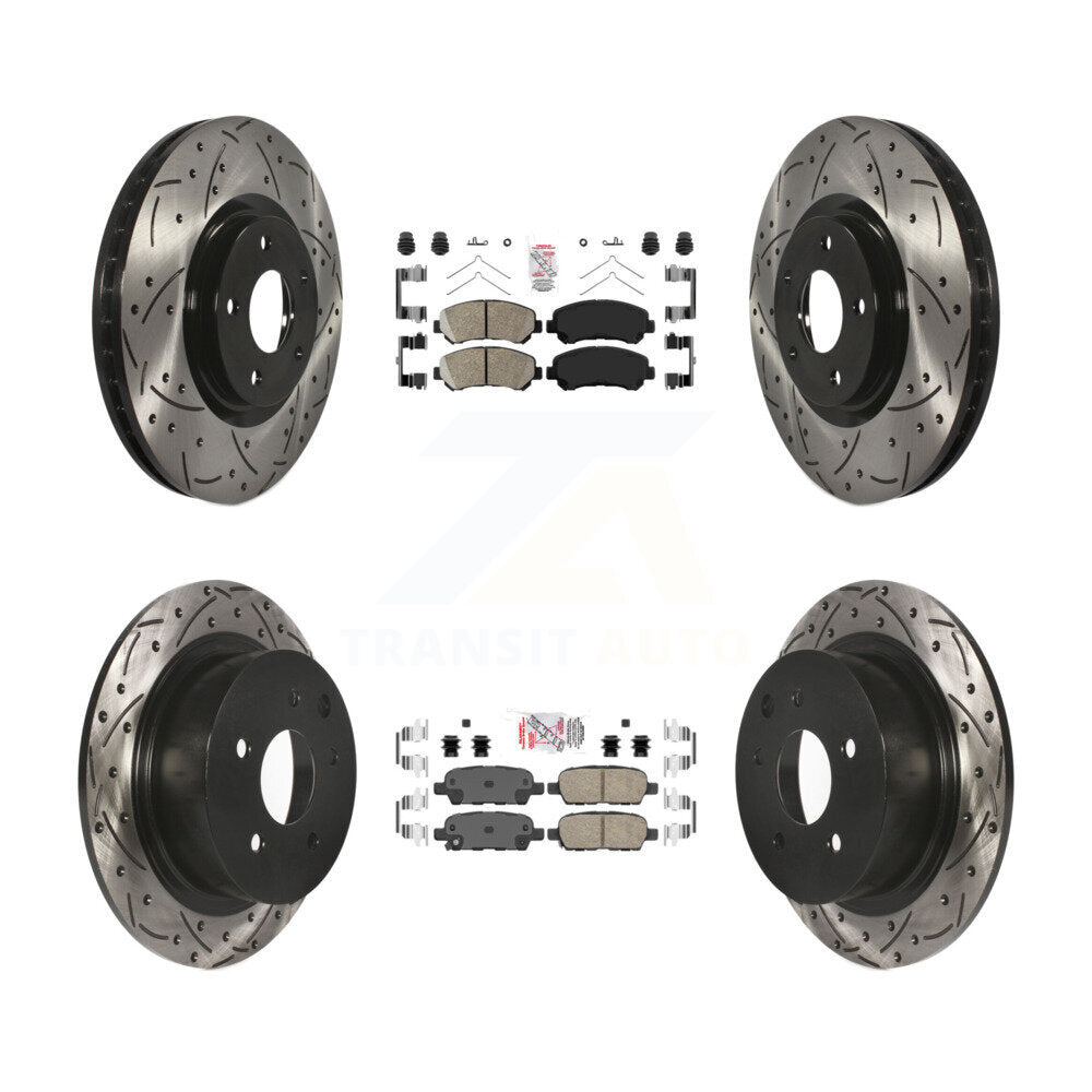 Front Rear Ceramic Pad Drill Slot Brake Rotor Kit For 2007-2012 Nissan Sentra SE-R Spec V KDA-100925