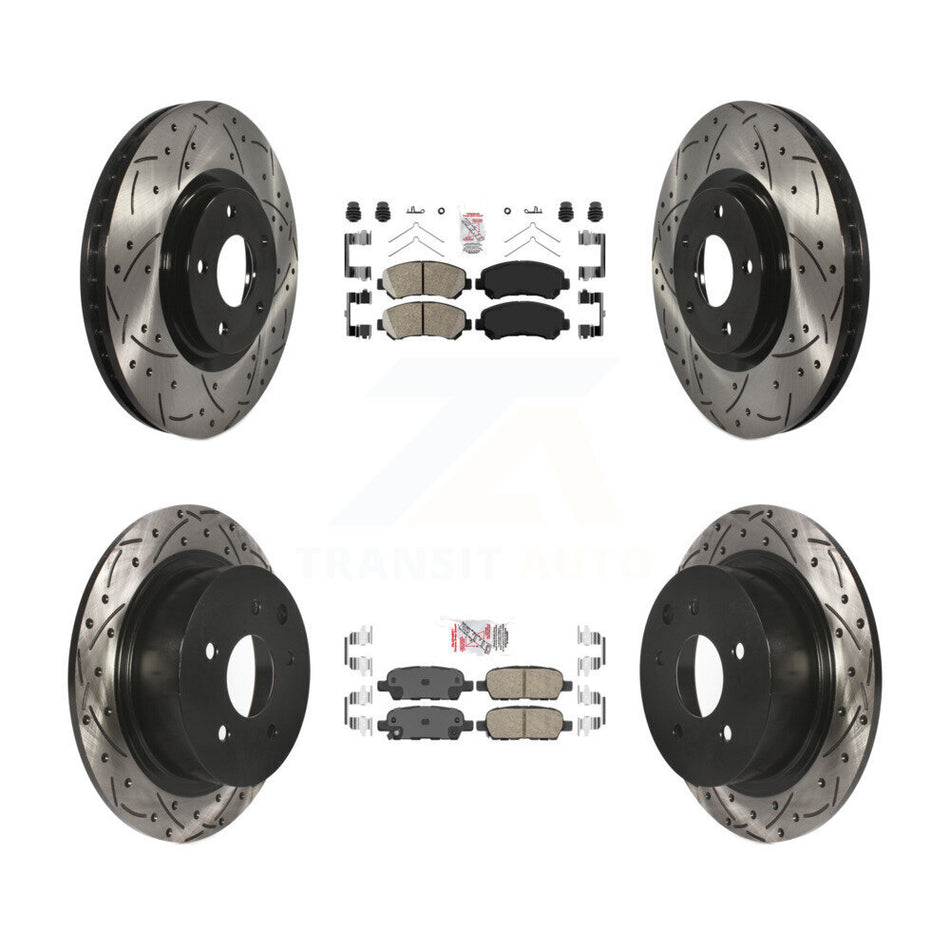 Front Rear Ceramic Pad Drill Slot Brake Rotor Kit For 2007-2012 Nissan Sentra SE-R Spec V KDA-100926