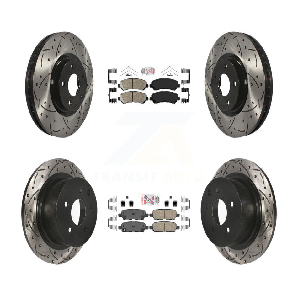 Front Rear Ceramic Pad Drill Slot Brake Rotor Kit For 2007-2012 Nissan Sentra SE-R Spec V KDA-100927