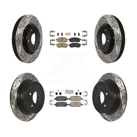 Front Rear Ceramic Pad Drilled Slot Disc Brake Rotor Kit For 2007-2012 Nissan Sentra SE-R KDA-100929