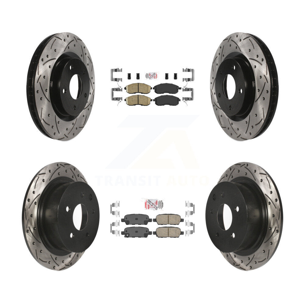Front Rear Ceramic Pad Drilled Slot Disc Brake Rotor Kit For 2007-2012 Nissan Sentra SE-R KDA-100930