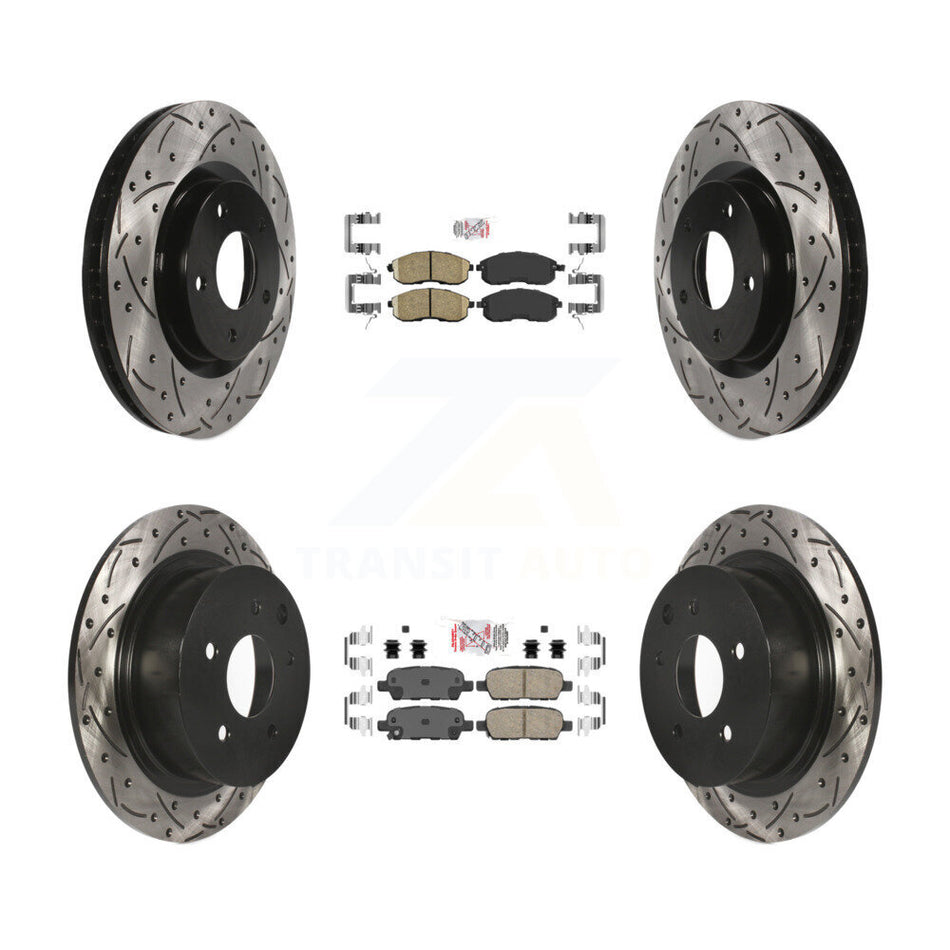 Front Rear Ceramic Pad Drilled Slot Disc Brake Rotor Kit For 2007-2012 Nissan Sentra SE-R KDA-100931