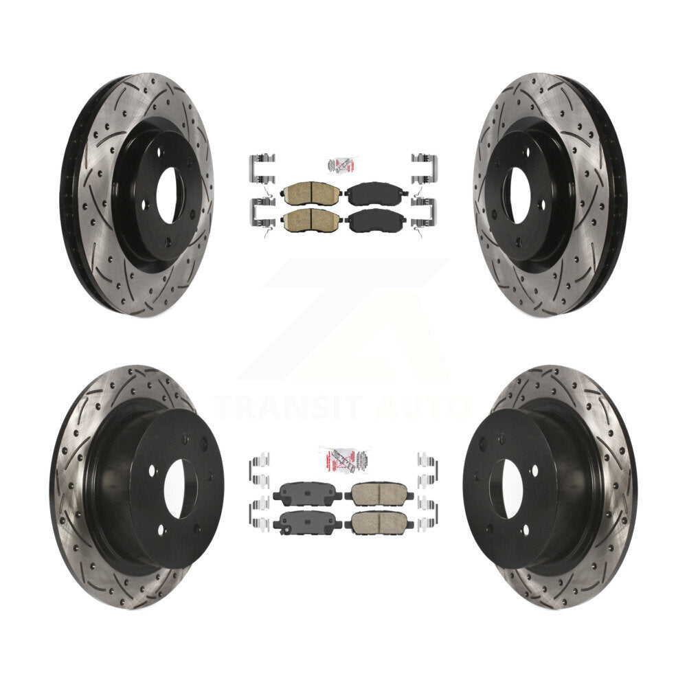 Front Rear Ceramic Pad Drilled Slot Disc Brake Rotor Kit For 2007-2012 Nissan Sentra SE-R KDA-100932