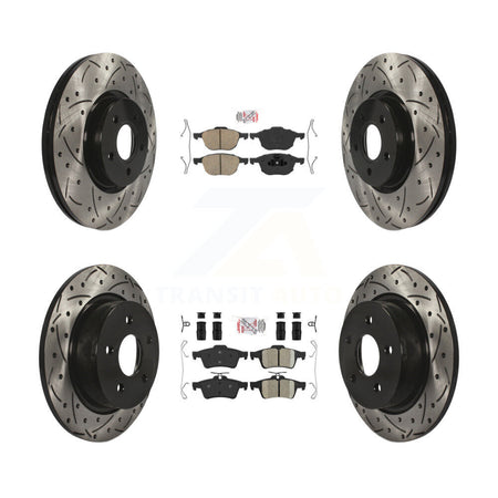 Front Rear Ceramic Pad Coated Drilled Slot Disc Brake Rotors Kit For Ford Transit Connect KDA-100944