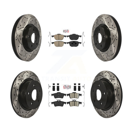 Front Rear Ceramic Pad Coated Drilled Slotted Disc Brake Rotors Kit For Ford Escape C-Max KDA-100945