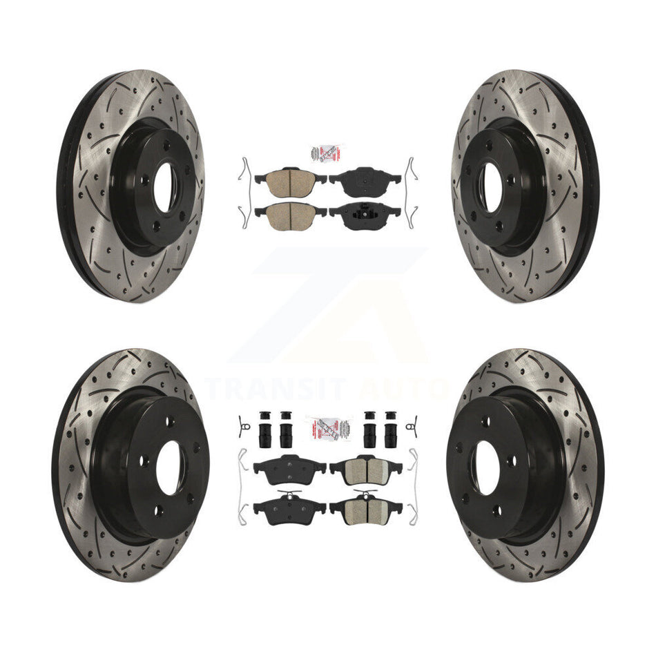 Front Rear Ceramic Pad Coated Drilled Slotted Disc Brake Rotors Kit For Ford Escape C-Max KDA-100945