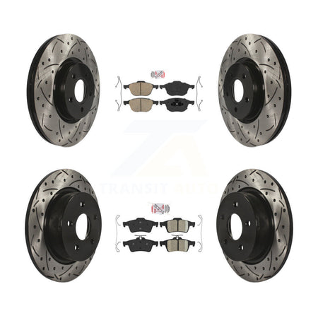 Front Rear Ceramic Pad Coated Drilled Slot Disc Brake Rotors Kit For Ford Transit Connect KDA-100946