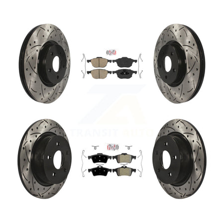 Front Ceramic Rear Semi-Metallic Pad Drill Slot Brake Rotors Kit For Ford Transit Connect KDA-100948