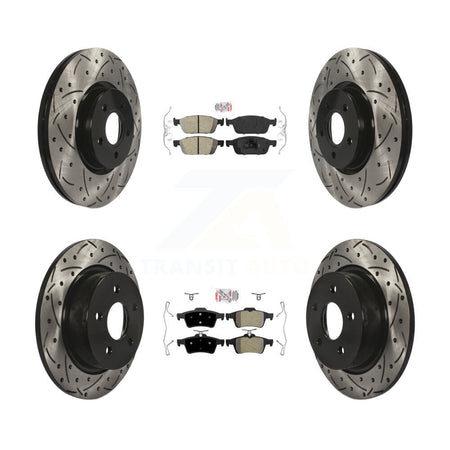 Front Ceramic Rear Semi-Metallic Pad Drilled Slot Brake Rotor Kit For Ford Escape Transit KDA-100952