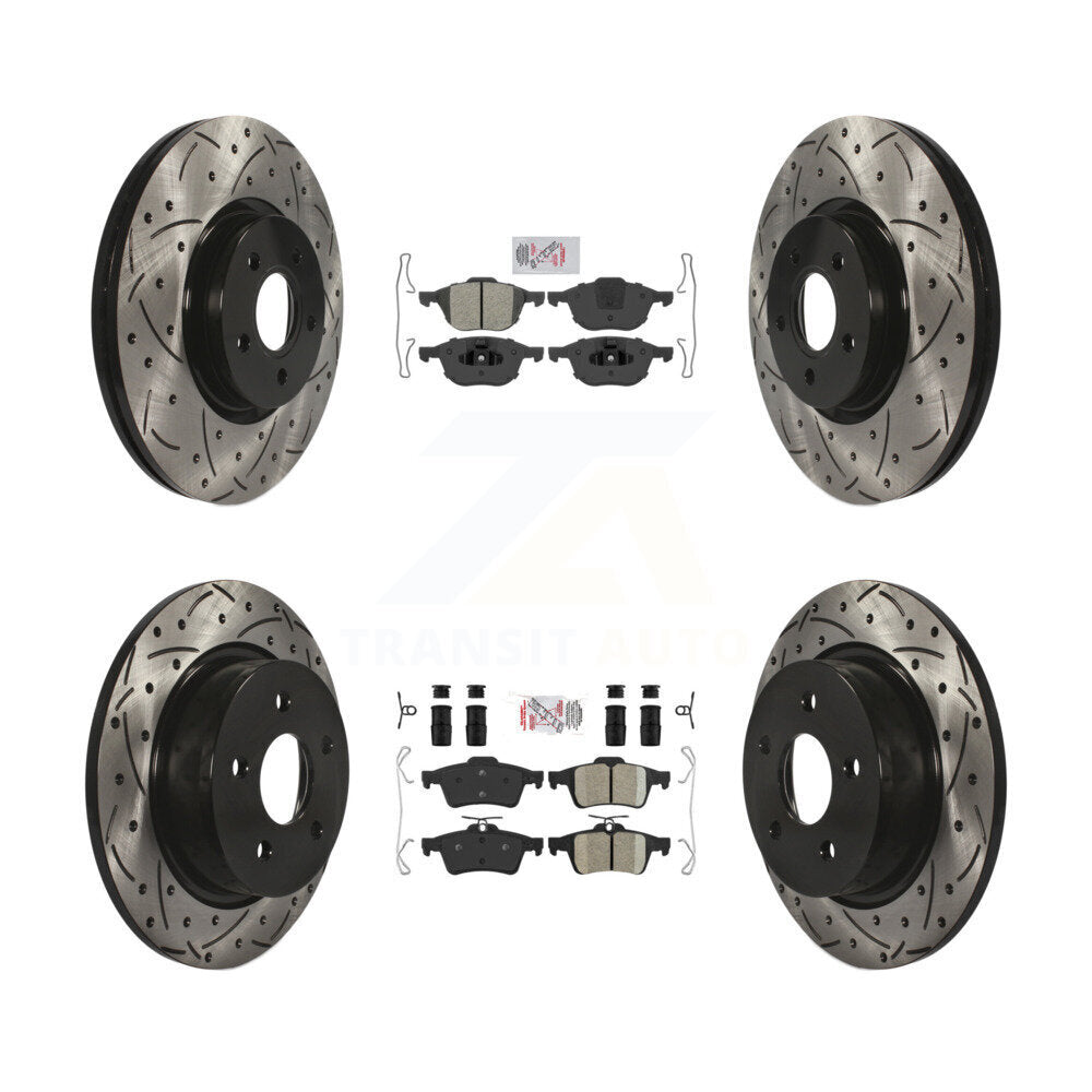 Front Semi-Metallic Rear Ceramic Pad Drill Slot Brake Rotors Kit For Ford Transit Connect KDA-100953