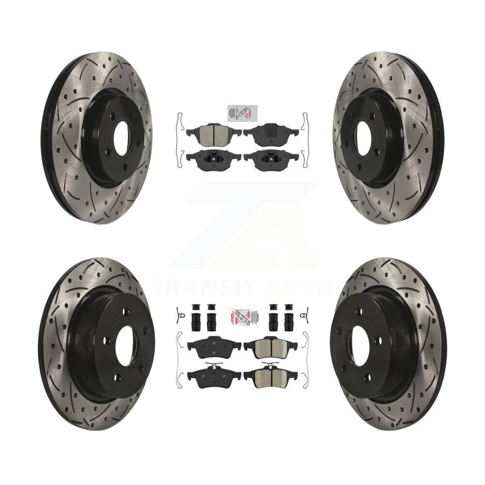 Front Semi-Metallic Rear Ceramic Pad Drill Slot Brake Rotors Kit For Ford Transit Connect KDA-100953
