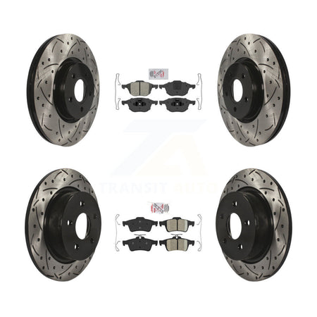 Front Semi-Metallic Rear Ceramic Pad Drill Slot Brake Rotors Kit For Ford Transit Connect KDA-100955