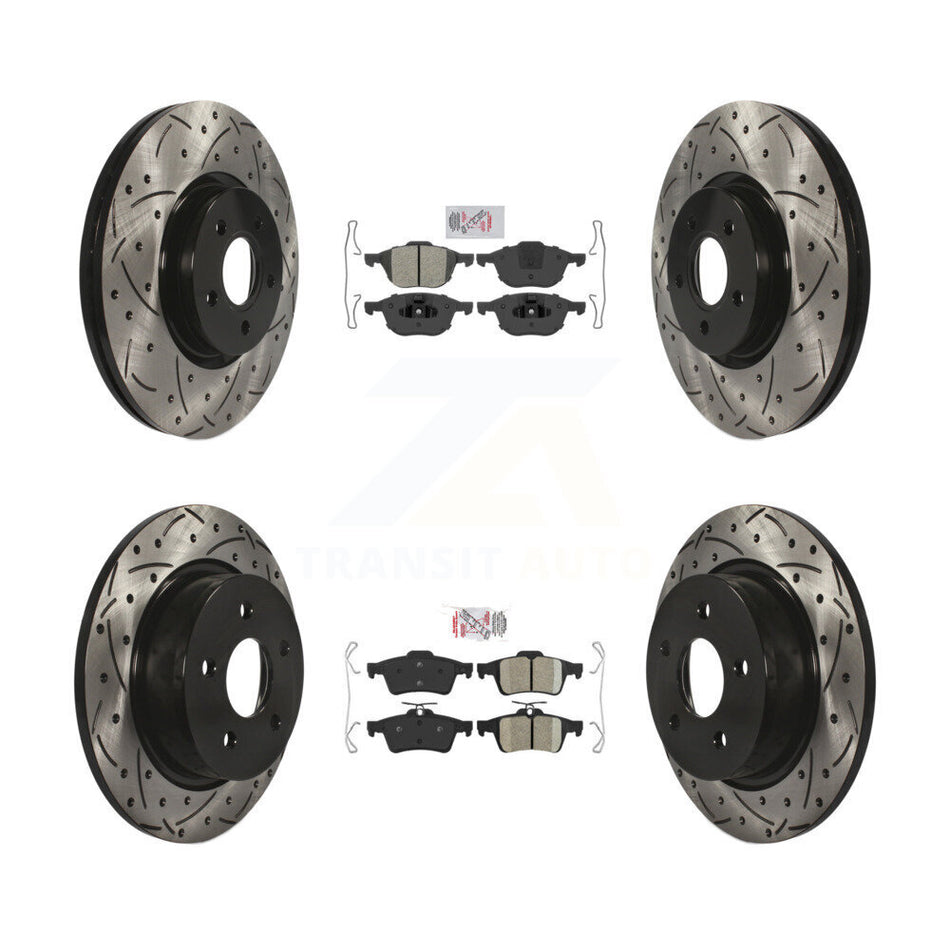 Front Semi-Metallic Rear Ceramic Pad Drill Slot Brake Rotors Kit For Ford Transit Connect KDA-100955