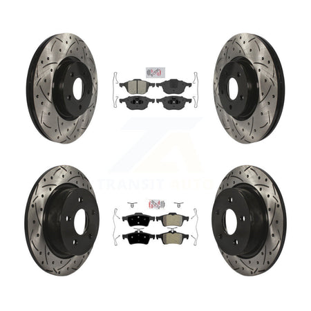 Front Rear Semi-Metallic Pad & Drilled Slot Disc Brake Rotor Kit For Ford Transit Connect KDA-100957