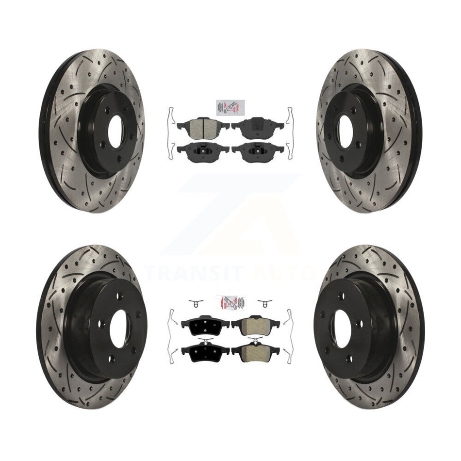 Front Rear Semi-Metallic Pad & Drilled Slot Disc Brake Rotor Kit For Ford Transit Connect KDA-100957