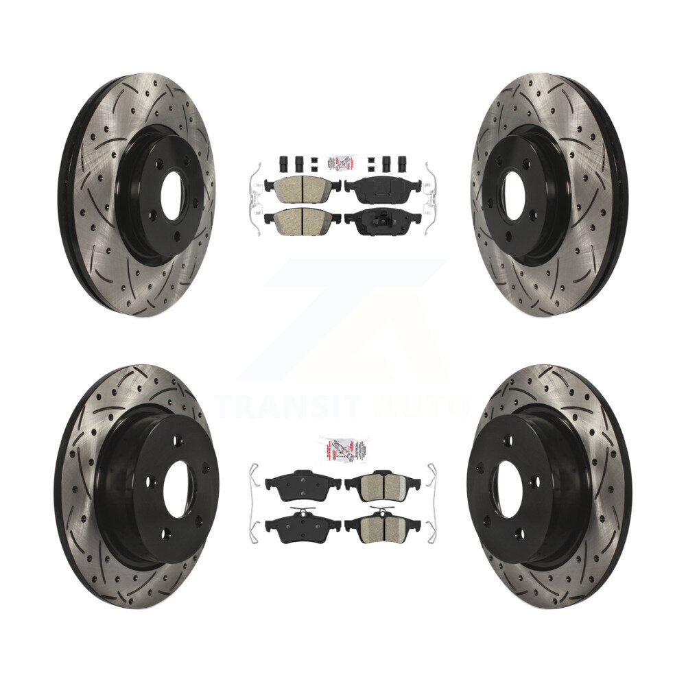 Front Rear Ceramic Pad Drilled Slot Disc Brake Rotors Kit For Ford Escape Transit Connect KDA-100960