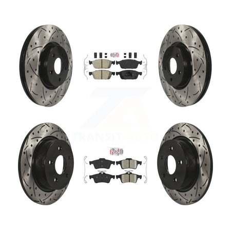 Front Rear Ceramic Pad Drilled Slot Disc Brake Rotors Kit For Ford Escape Transit Connect KDA-100960