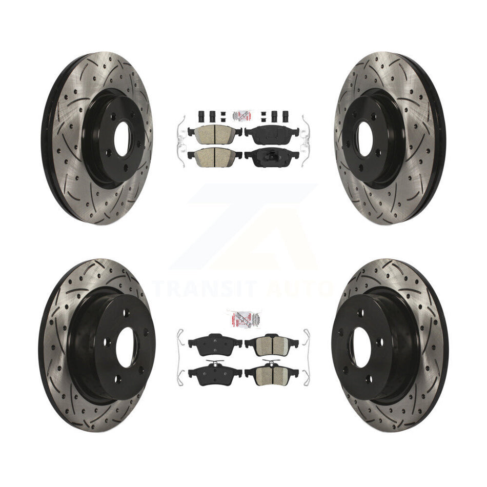 Front Rear Ceramic Pad Drilled Slot Disc Brake Rotors Kit For Ford Escape Transit Connect KDA-100960