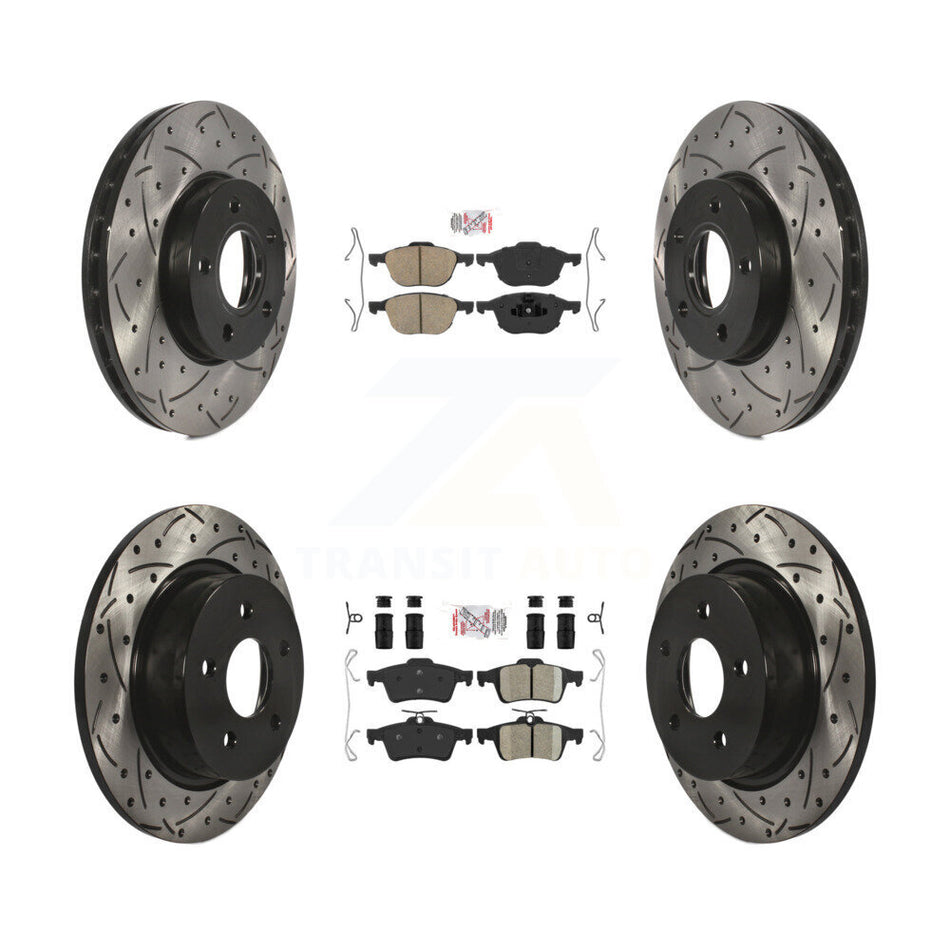 Front Rear Ceramic Pads And Coated Drilled Slotted Disc Brake Rotors Kit For Ford C-Max KDA-100965
