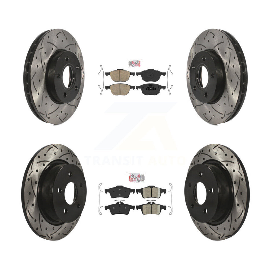 Front Rear Ceramic Pads And Coated Drilled Slotted Disc Brake Rotors Kit For Ford C-Max KDA-100966
