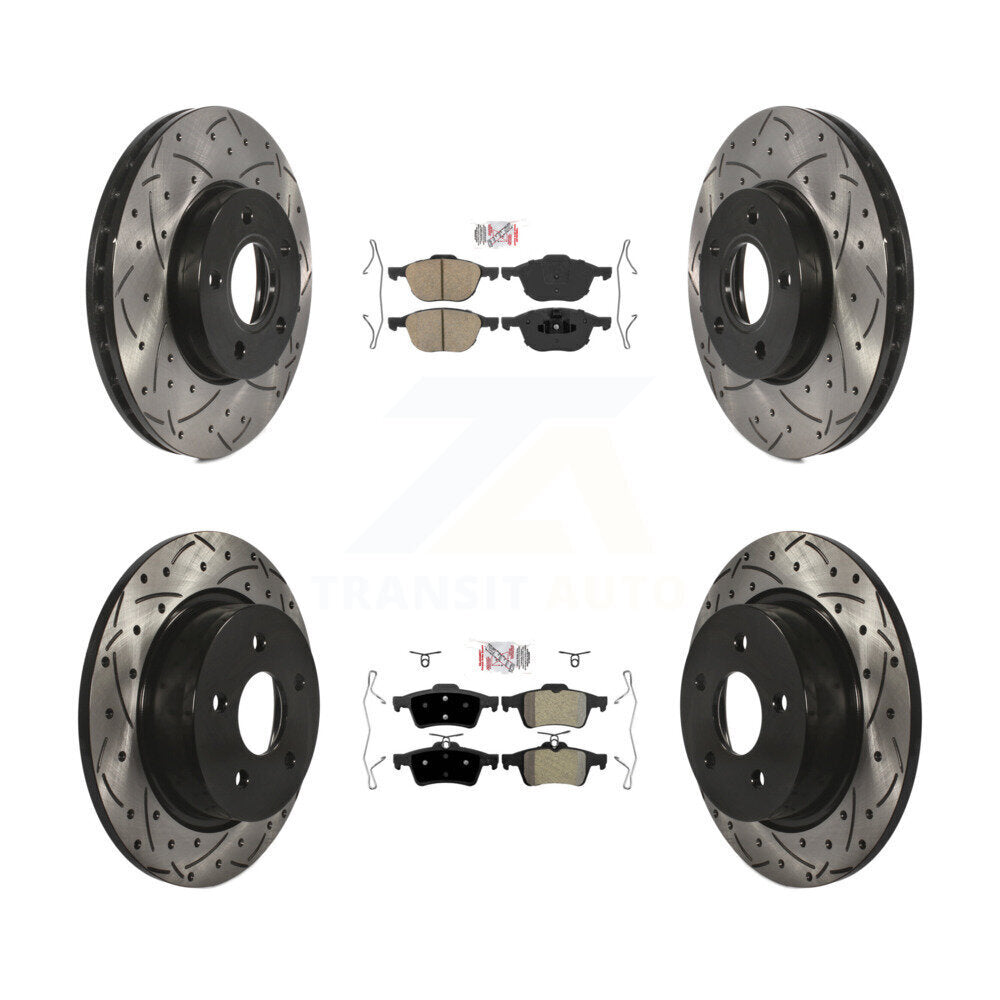 Front Ceramic Rear Semi-Metallic Pad Coat Drill Slot Disc Brake Rotors Kit For Ford C-Max KDA-100967