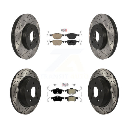 Front Ceramic Rear Semi-Metallic Pad Coat Drill Slot Disc Brake Rotors Kit For Ford C-Max KDA-100967