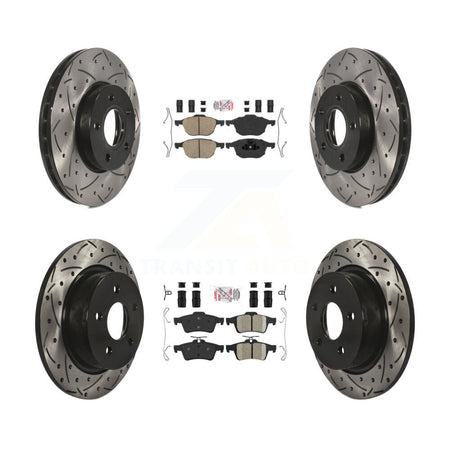 Front Rear Ceramic Pads And Coated Drilled Slotted Disc Brake Rotors Kit For Ford C-Max KDA-100969