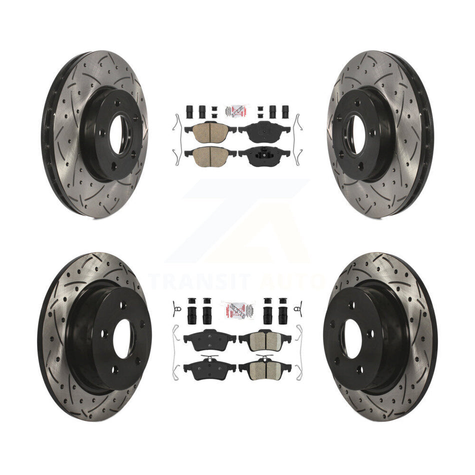 Front Rear Ceramic Pads And Coated Drilled Slotted Disc Brake Rotors Kit For Ford C-Max KDA-100969