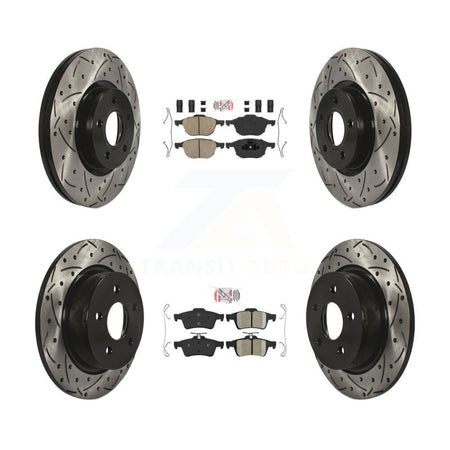 Front Rear Ceramic Pad Coated Drilled Slotted Disc Brake Rotors Kit For Ford Escape C-Max KDA-100970