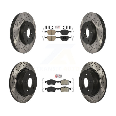 Front Rear Ceramic Pads And Coated Drilled Slotted Disc Brake Rotors Kit For Ford C-Max KDA-100971