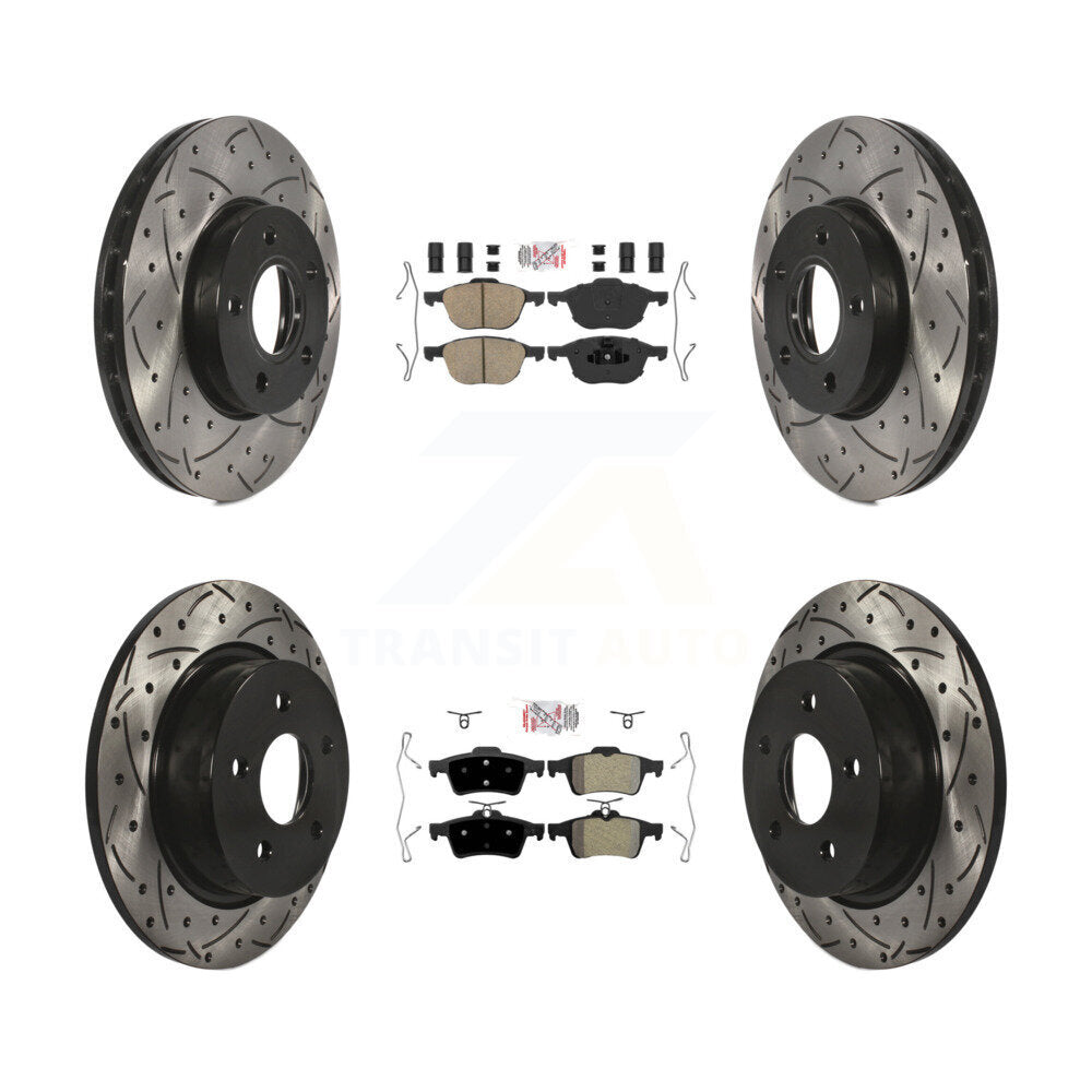 Front Ceramic Rear Semi-Metallic Pad Coat Drill Slot Disc Brake Rotors Kit For Ford C-Max KDA-100973