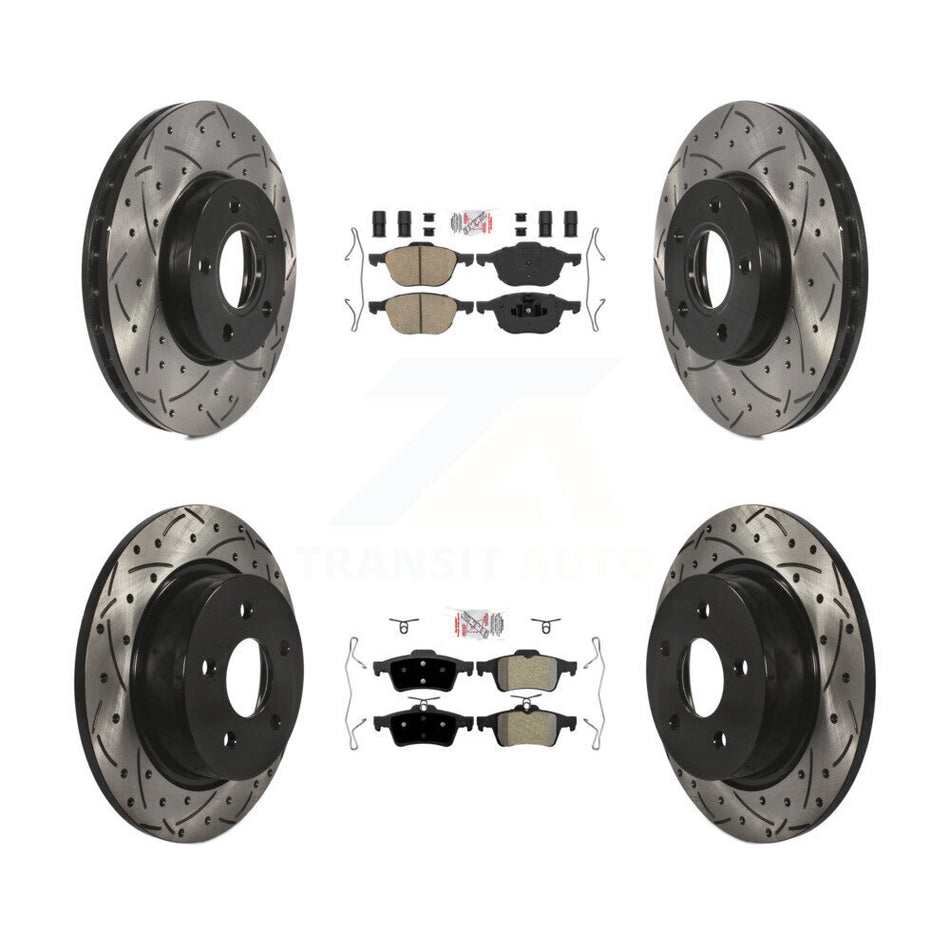 Front Ceramic Rear Semi-Metallic Pad Coat Drill Slot Disc Brake Rotors Kit For Ford C-Max KDA-100973