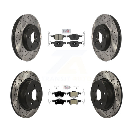 Front Rear Semi-Metallic Pad & Coated Drilled Slotted Disc Brake Rotor Kit For Ford C-Max KDA-100976