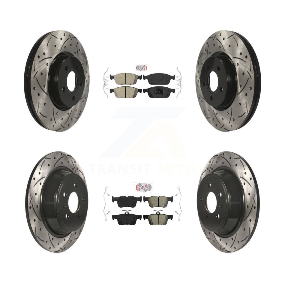 Front Ceramic Rear Semi-Metallic Pad Drilled Slot Brake Rotor Kit For Ford Escape Lincoln KDA-100987