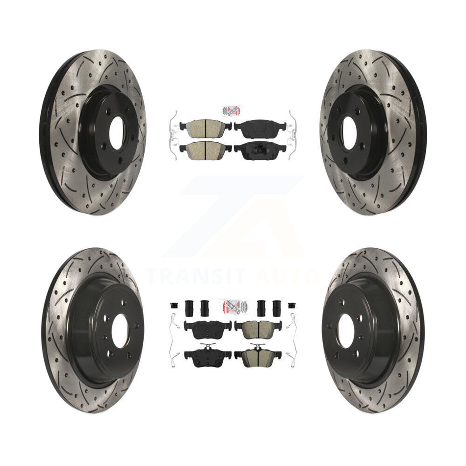 Front Ceramic Rear Semi-Metallic Pad Drilled Slot Brake Rotor Kit For Ford Escape Lincoln KDA-100988