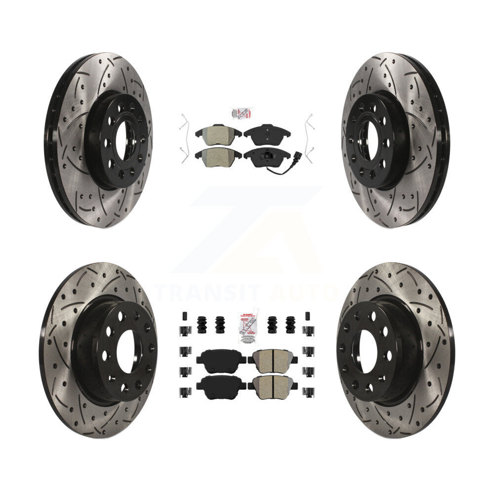 Front Rear Semi-Metallic Pad Coated Drill Slot Disc Brake Rotor Kit For Volkswagen Beetle KDA-101005