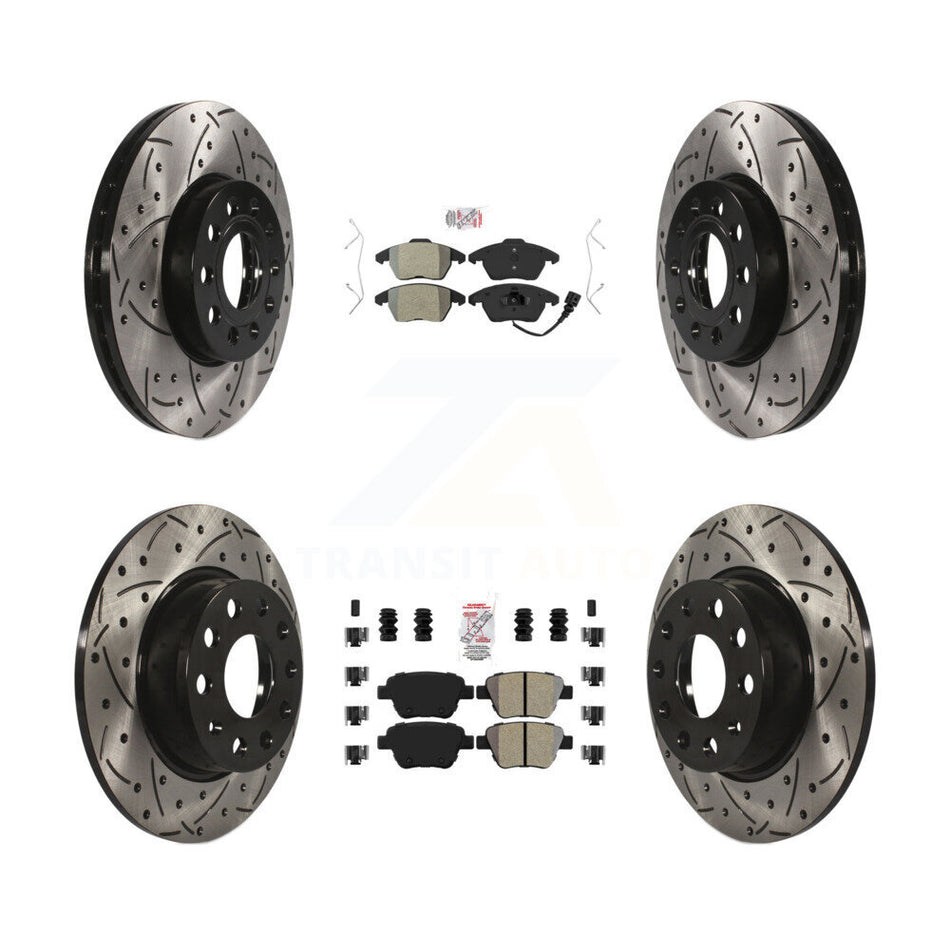 Front Rear Semi-Metallic Pad Coated Drill Slot Disc Brake Rotor Kit For Volkswagen Beetle KDA-101005