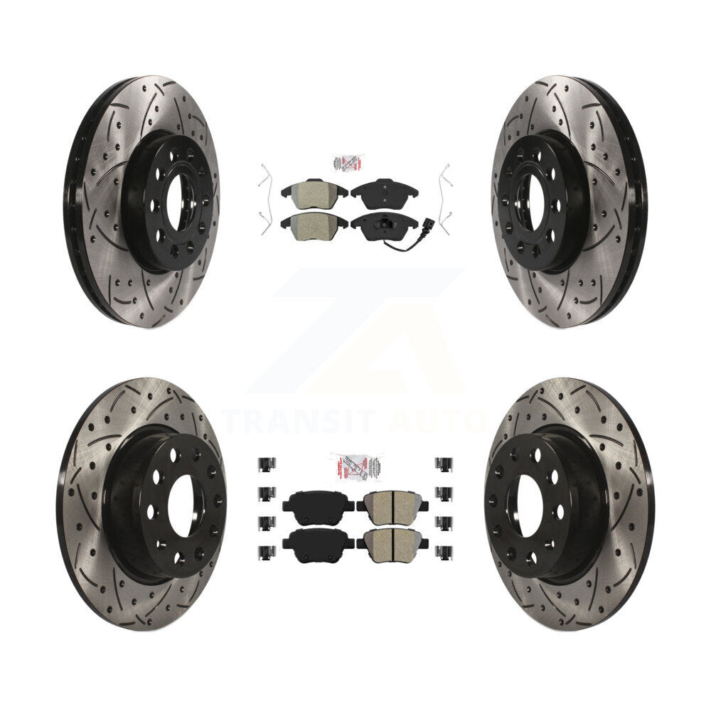 Front Rear Semi-Metallic Pad Coated Drill Slot Disc Brake Rotor Kit For Volkswagen Beetle KDA-101006