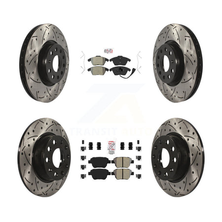 Front Rear Semi-Metallic Pad Drilled Slot Disc Brake Rotors Kit For Volkswagen Beetle GTI KDA-101007