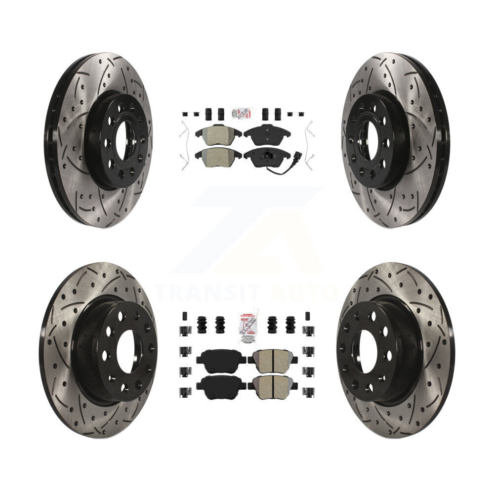 Front Rear Semi-Metallic Pad Coated Drill Slot Disc Brake Rotor Kit For Volkswagen Beetle KDA-101008