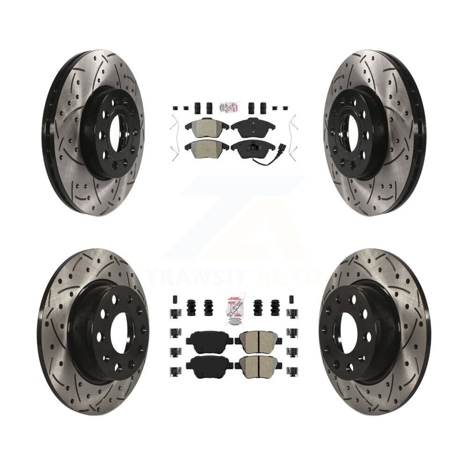 Front Rear Semi-Metallic Pad Coated Drill Slot Disc Brake Rotor Kit For Volkswagen Beetle KDA-101008