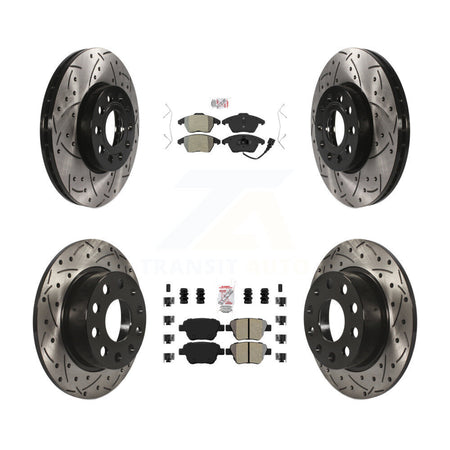 Front Rear Semi-Metallic Pad Drilled Slot Brake Rotors Kit For Volkswagen Jetta 1.8L/1.4L KDA-101020