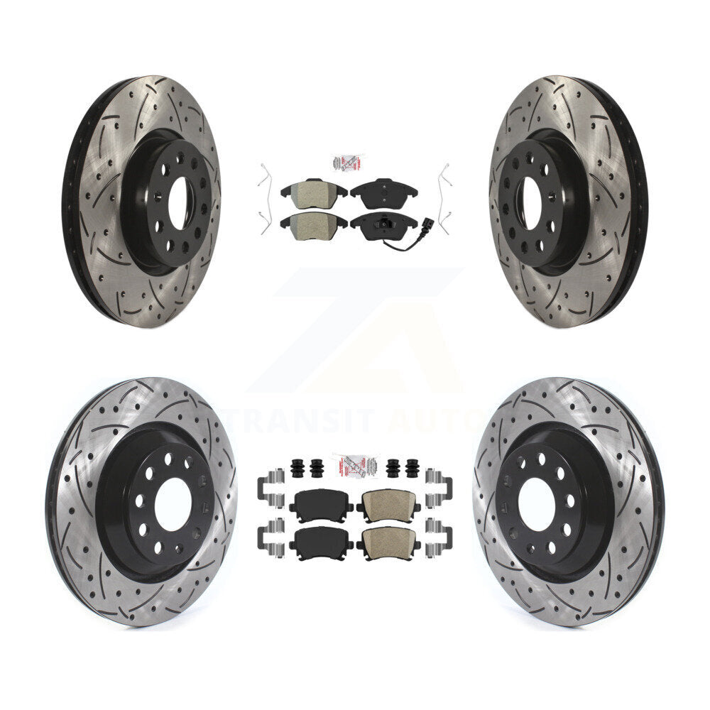 Front Semi-Metallic Rear Ceramic Pad Drill Slot Brake Rotors Kit For Volkswagen Passat CC KDA-101040
