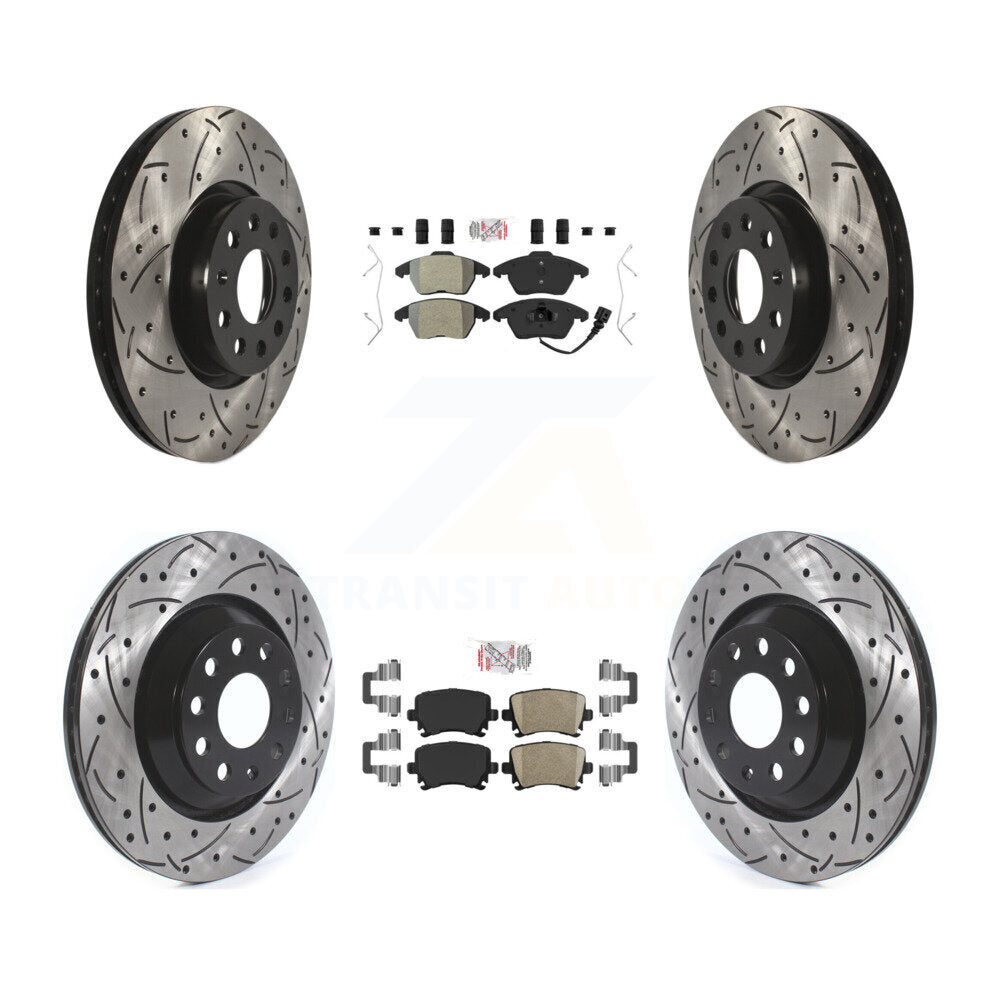 Front Semi-Metallic Rear Ceramic Pad Drill Slot Brake Rotors Kit For Volkswagen Passat CC KDA-101041